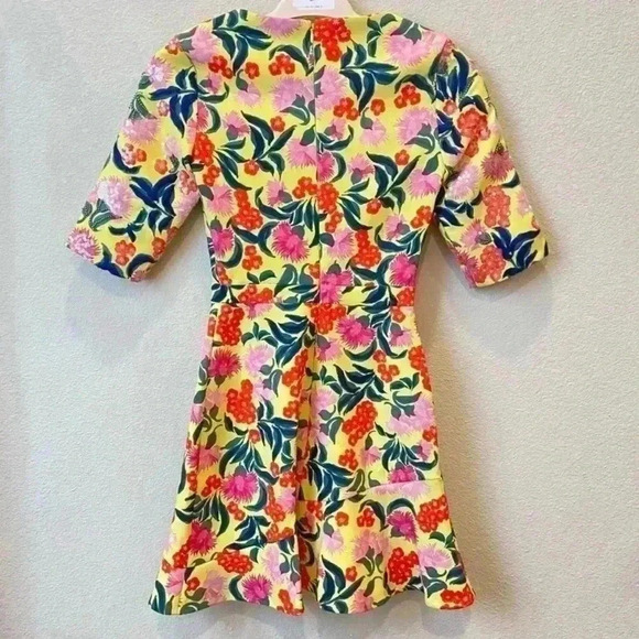 Saloni tropical floral sequins Dress 2 - Picture 2 of 14